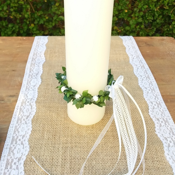 Kerzenkranz Kerzenkränzchen Kerzendeko Tropfschutz Taufkerze Hochzeitskerze Kommunionskerze